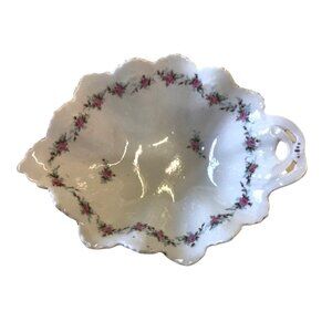 Moritz Zdekauer MZ Candy Dish Austria Rose Leaf Shaped Bowl Trinket Nuts Antique